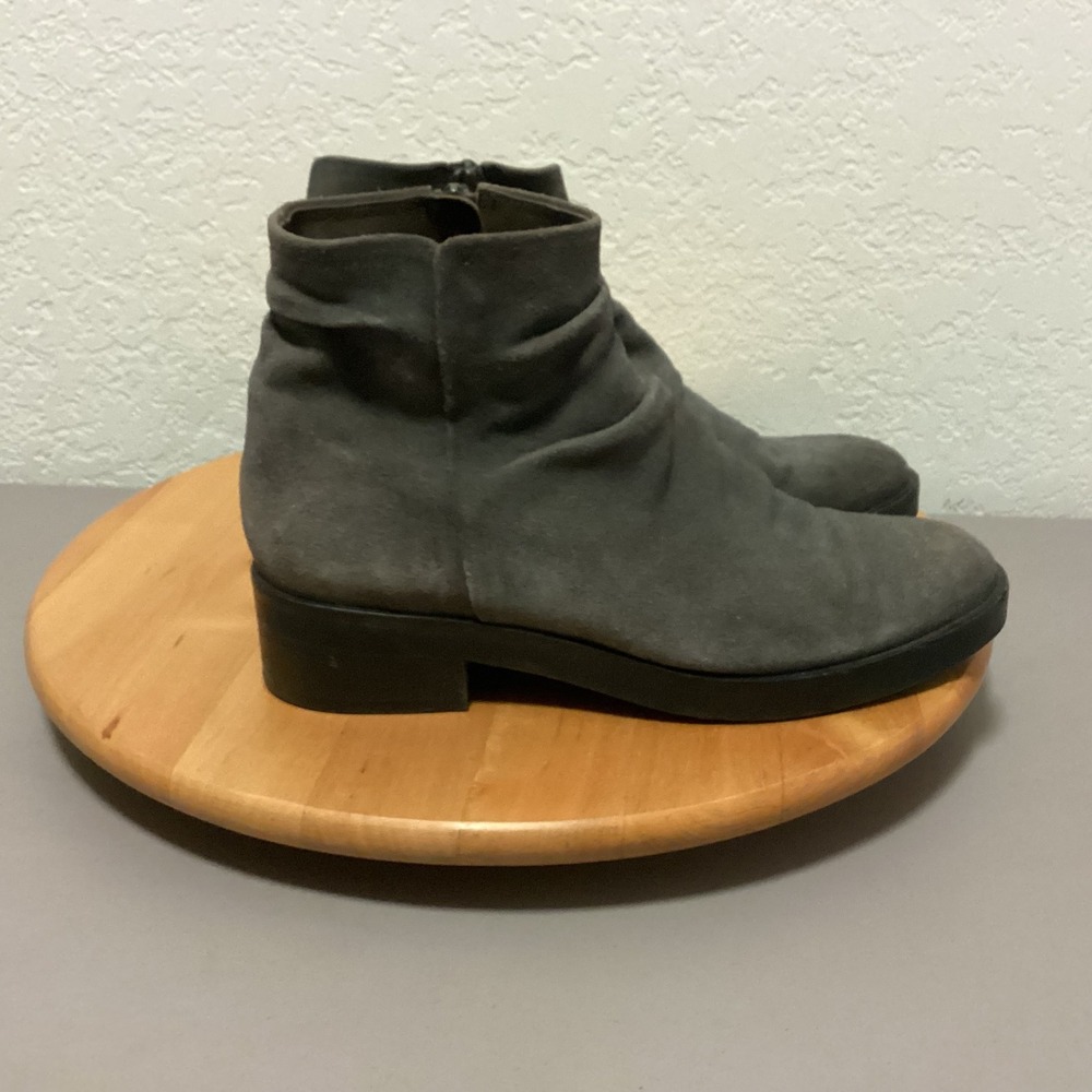 Coclico Grey Suede  Ankle Boots‎ Women's Size 38 EU Made in Spain Block Heel Zip